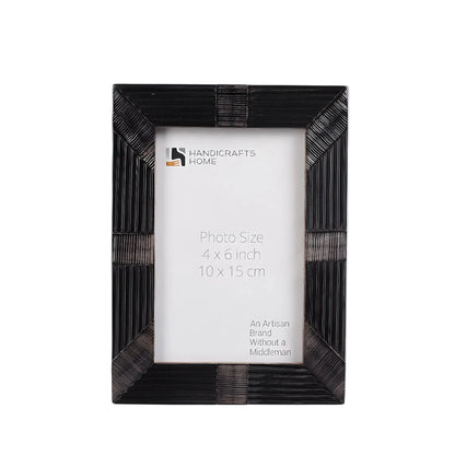 Handcrafted Shagrin Horn Inlay Picture Frame in Black