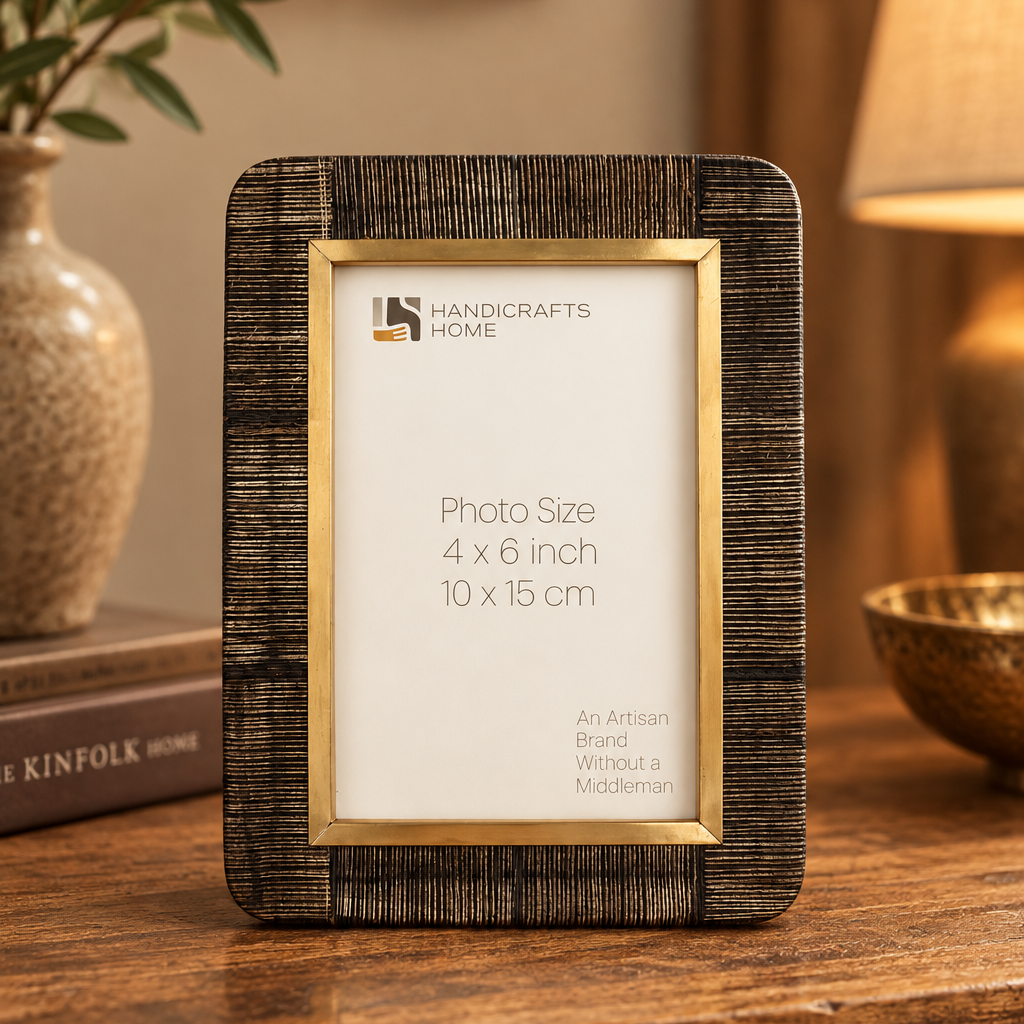 Picture Frame Shagrin Collection Horn Inlay &amp; Brass Brown – 2 Sizes