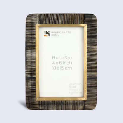 Picture Frame Shagrin Collection Horn Inlay &amp; Brass Brown – 2 Sizes