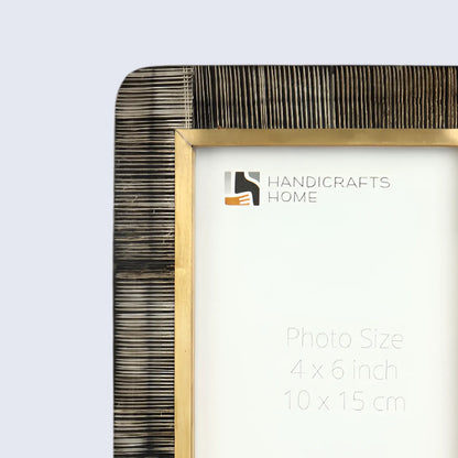 Picture Frame Shagrin Collection Horn Inlay &amp; Brass Brown – 2 Sizes
