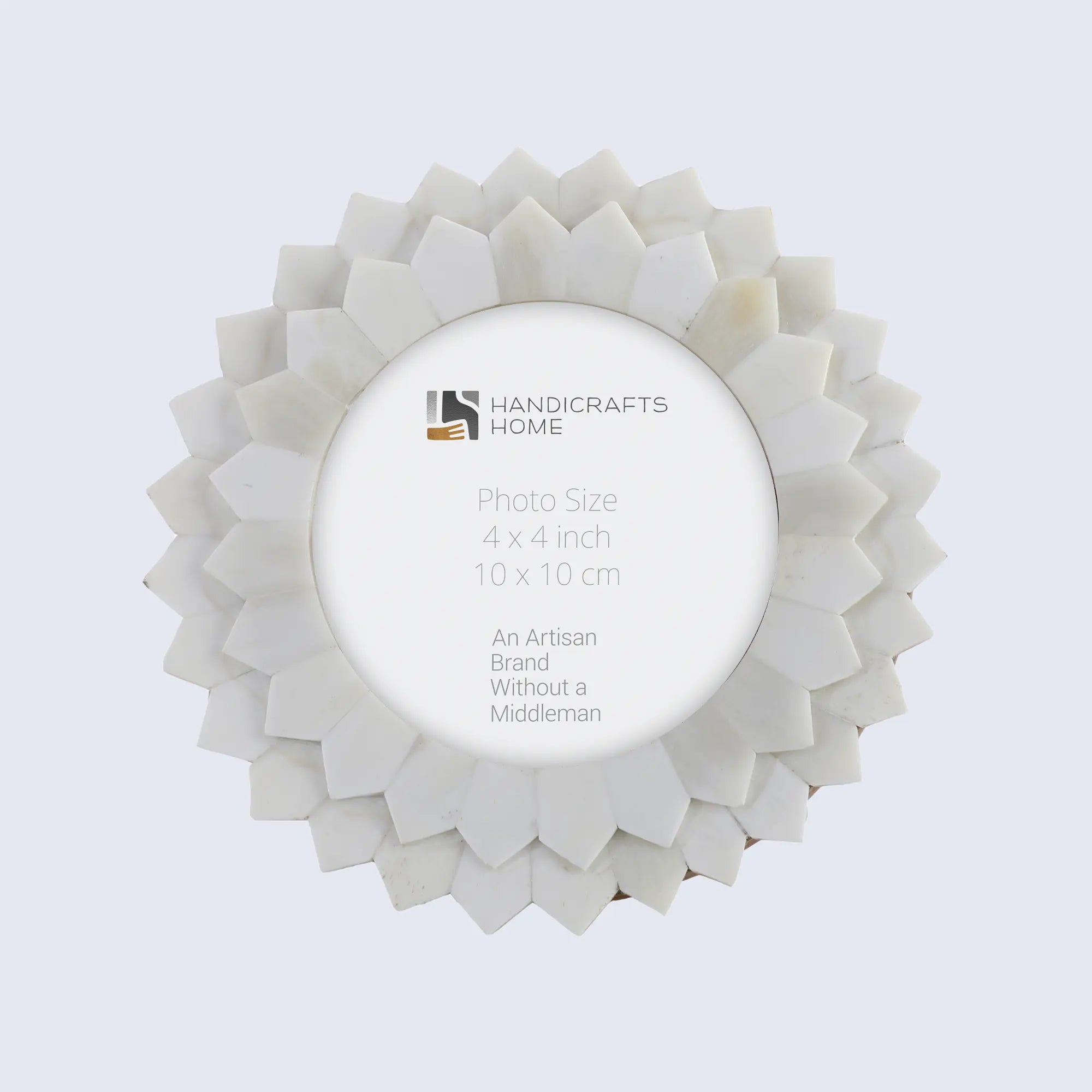 Scalloped Round Bone Inlay Handmade Frame