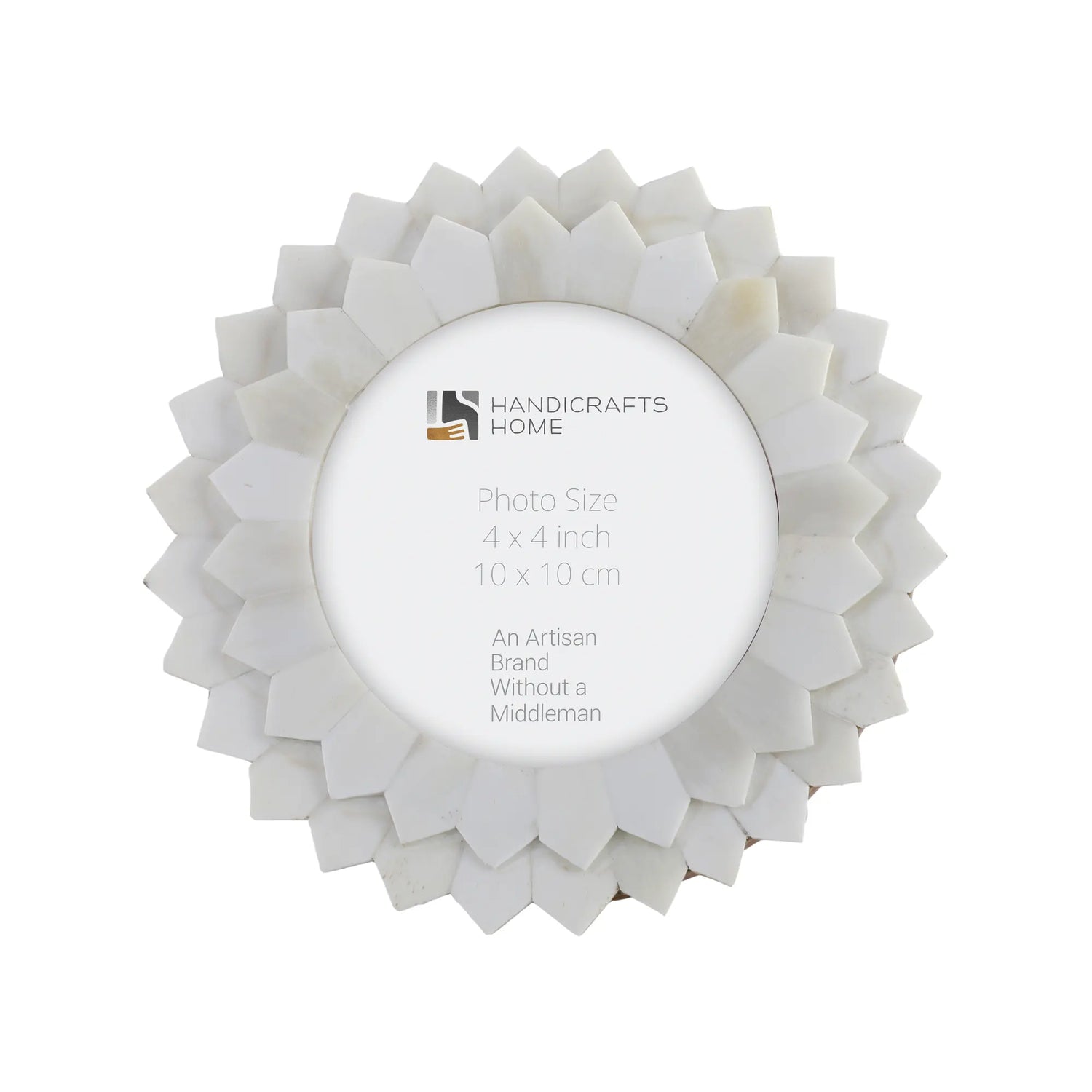Scalloped Round Bone Inlay Handmade Frame