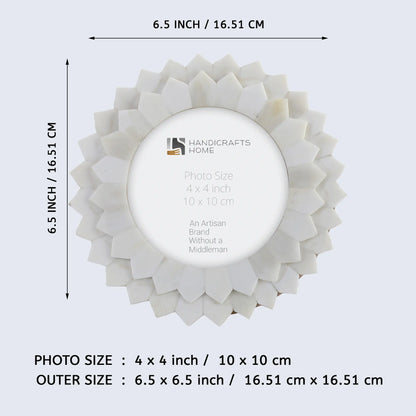 Scalloped Round Bone Inlay Handmade Frame