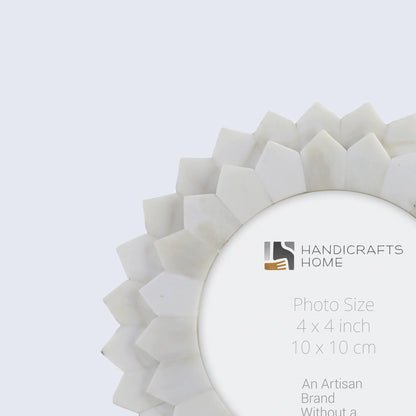 Scalloped Round Bone Inlay Handmade Frame