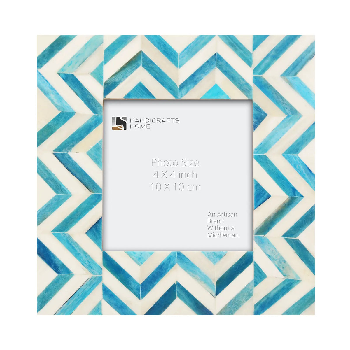 Zigzag Herringbone Bone Inlay Frame - Turquoise &amp; White