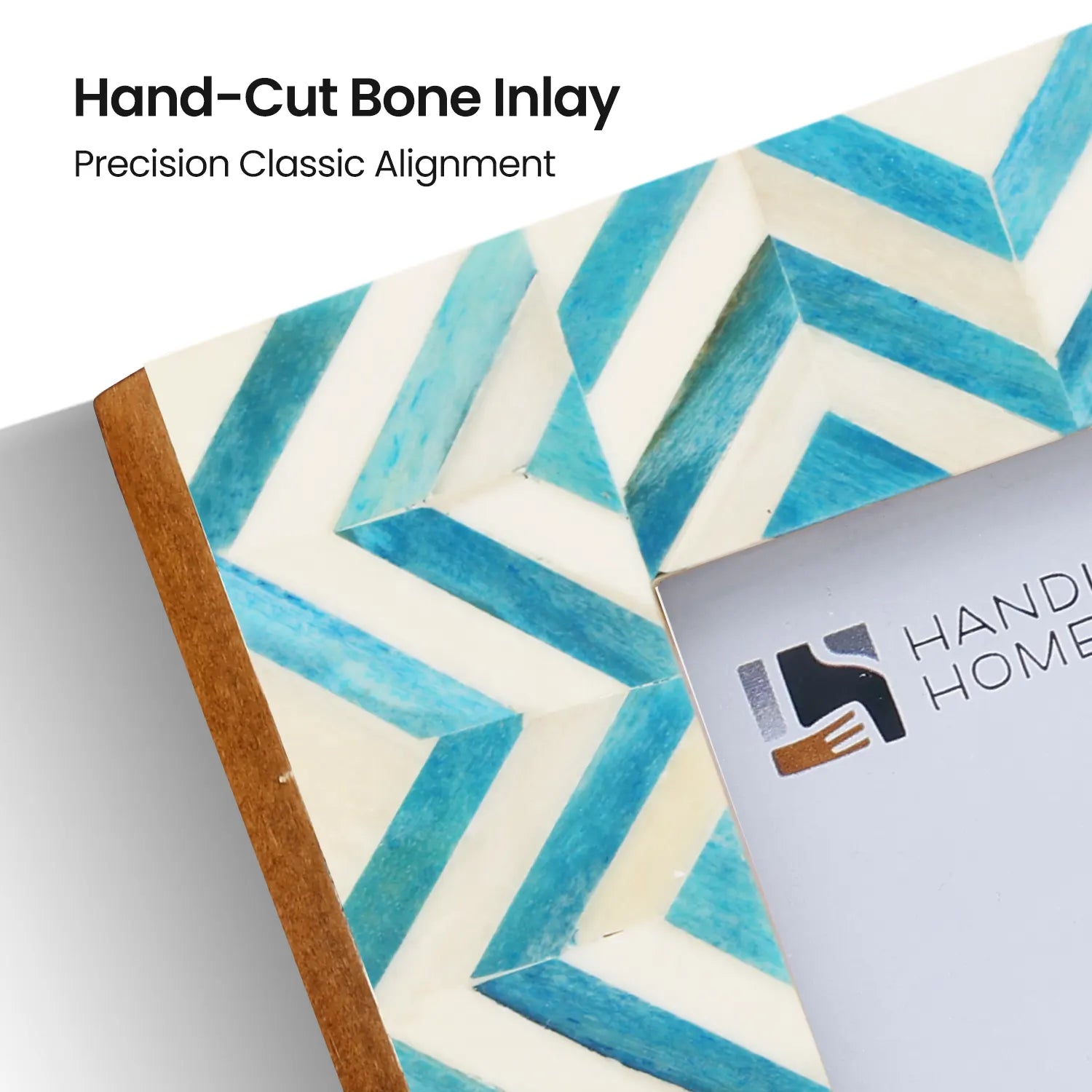 Zigzag Herringbone Bone Inlay Frame - Turquoise &amp; White