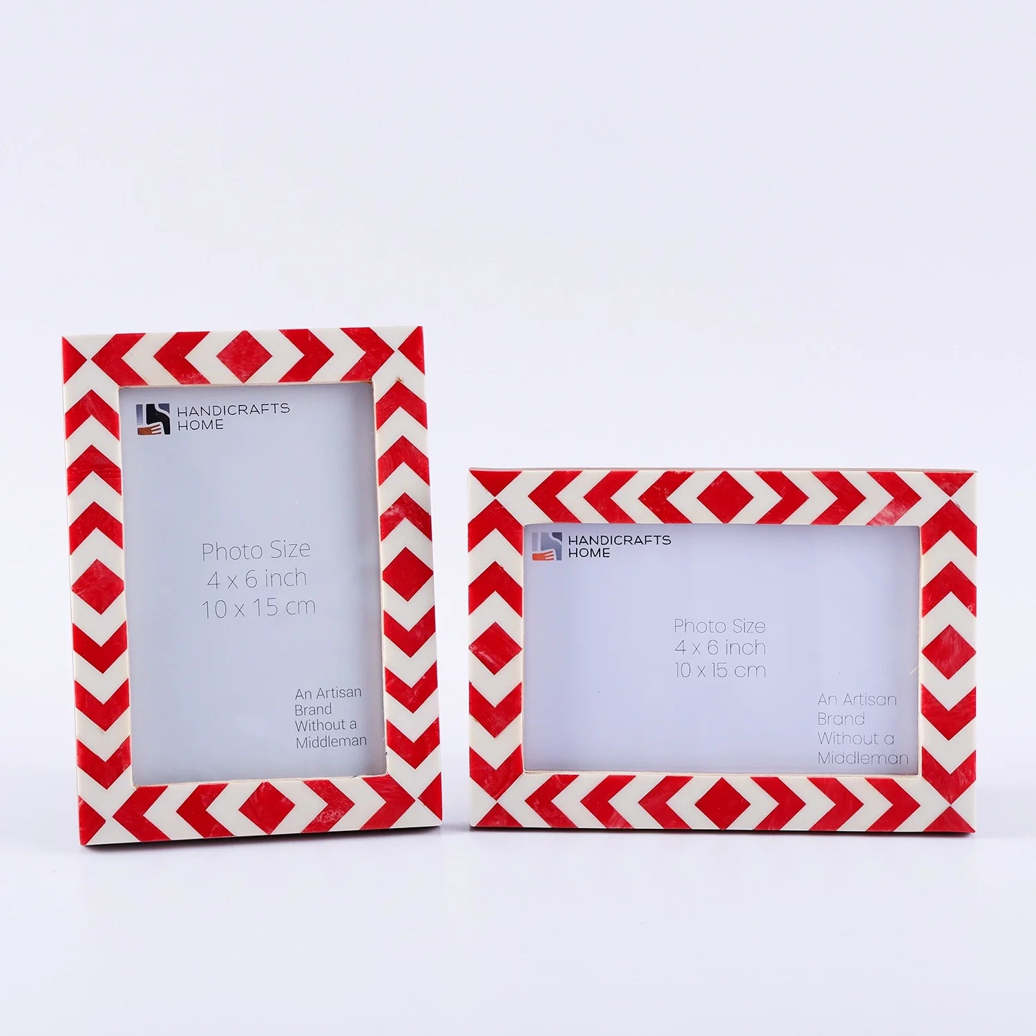 Set of 2 Red &amp; White Resin Inlay Frames