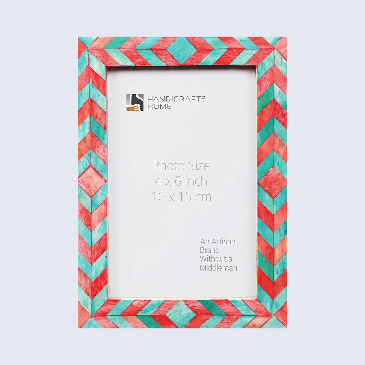 Mosaic Chevron Resin Inlay Frame - Green &amp; Red