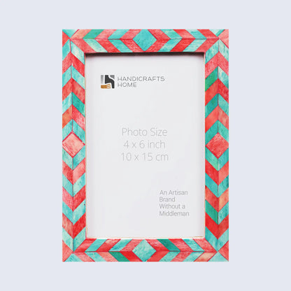 Mosaic Chevron Resin Inlay Frame - Green &amp; Red