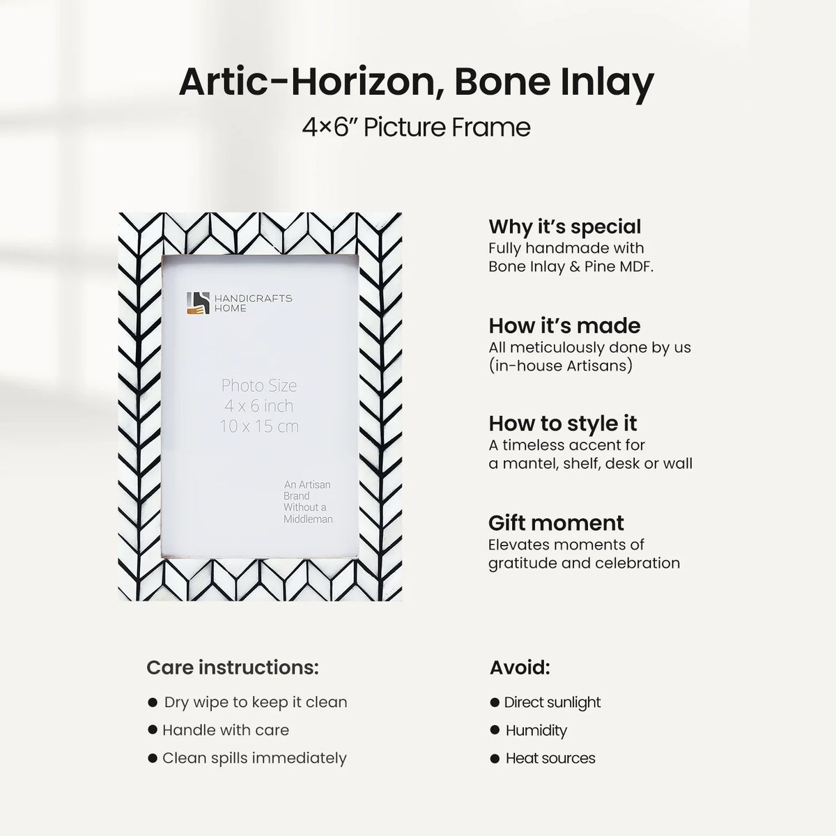 Arctic Horizon Bone Inlay &amp; Resin Frame - Black &amp; White