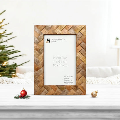 Wood Inlay Cinnamon Plaits Handcrafted Picture Frame
