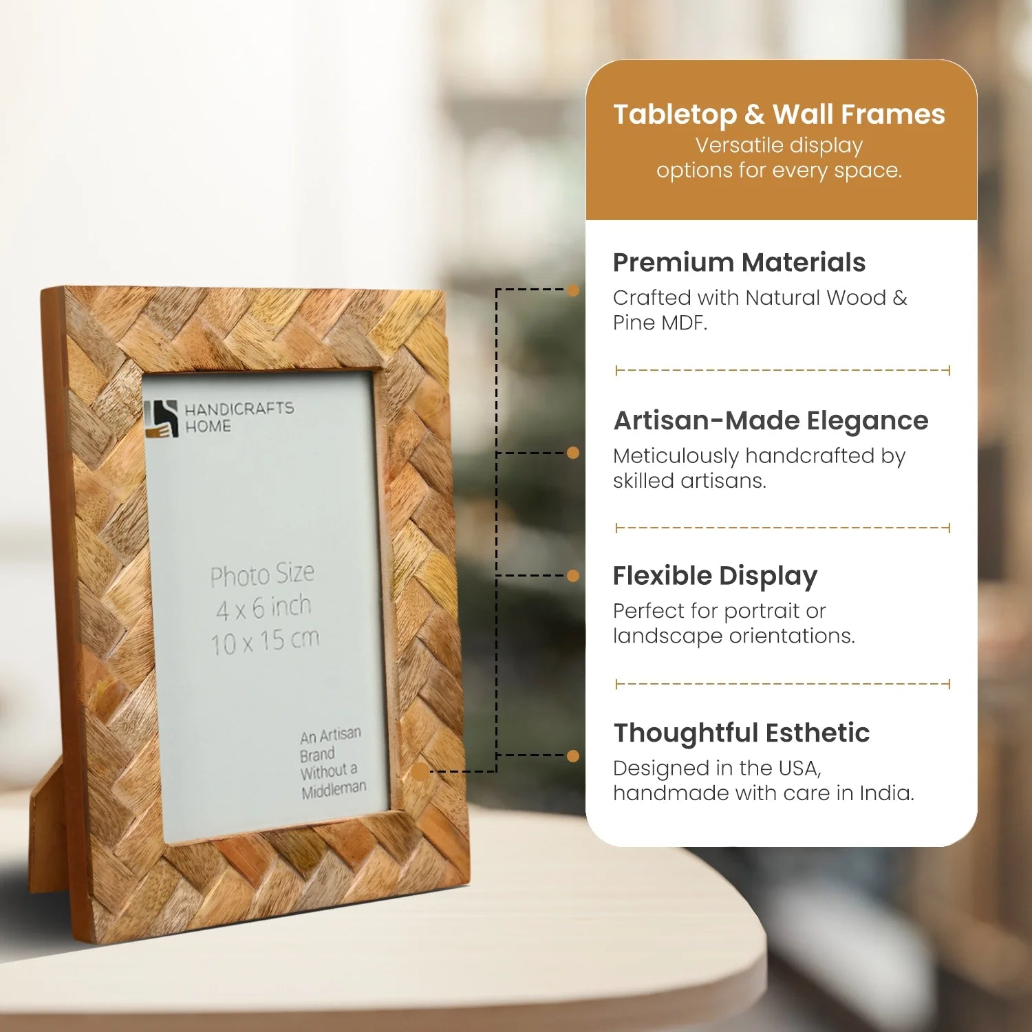 Wood Inlay Cinnamon Plaits Handcrafted Picture Frame