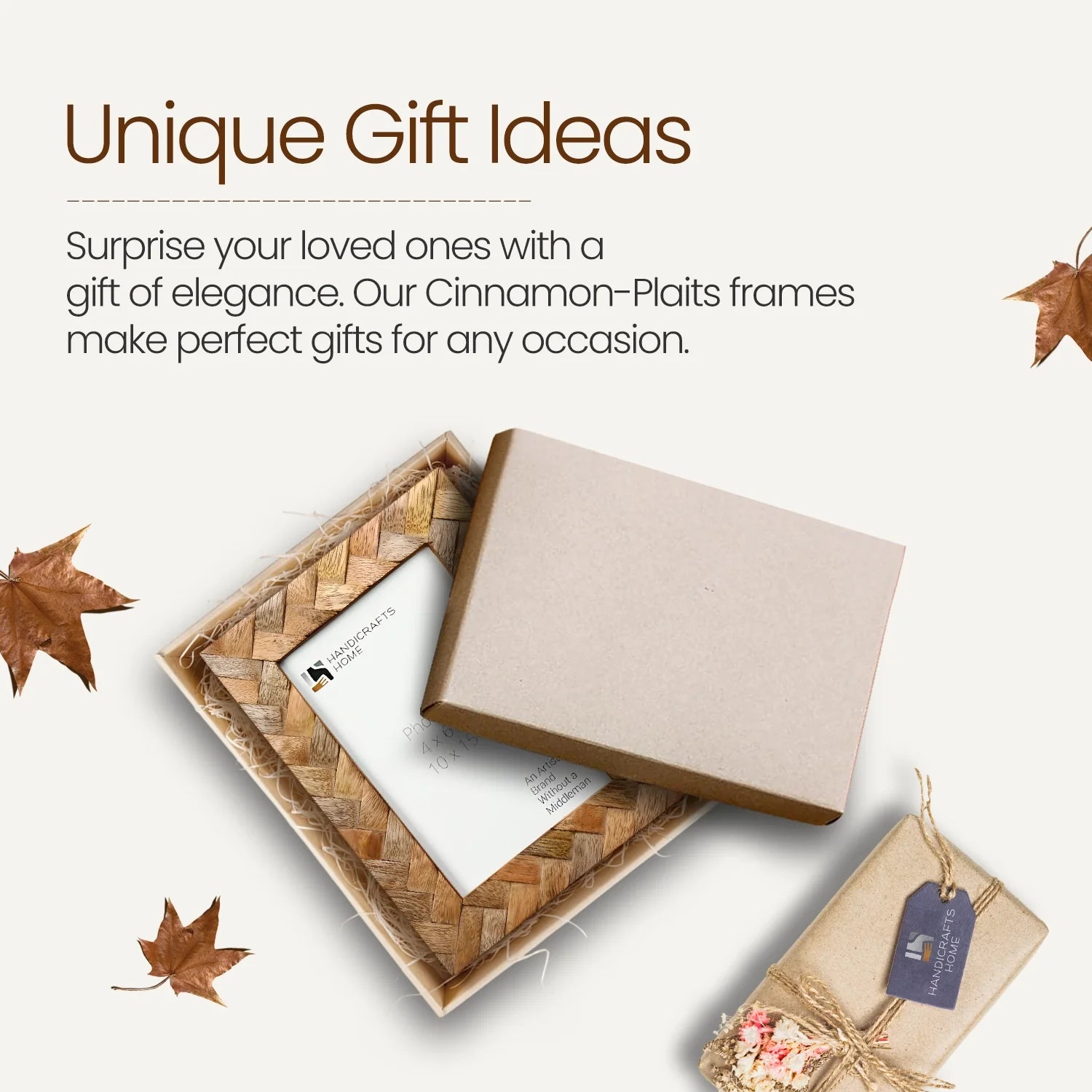 Wood Inlay Cinnamon Plaits Handcrafted Picture Frame