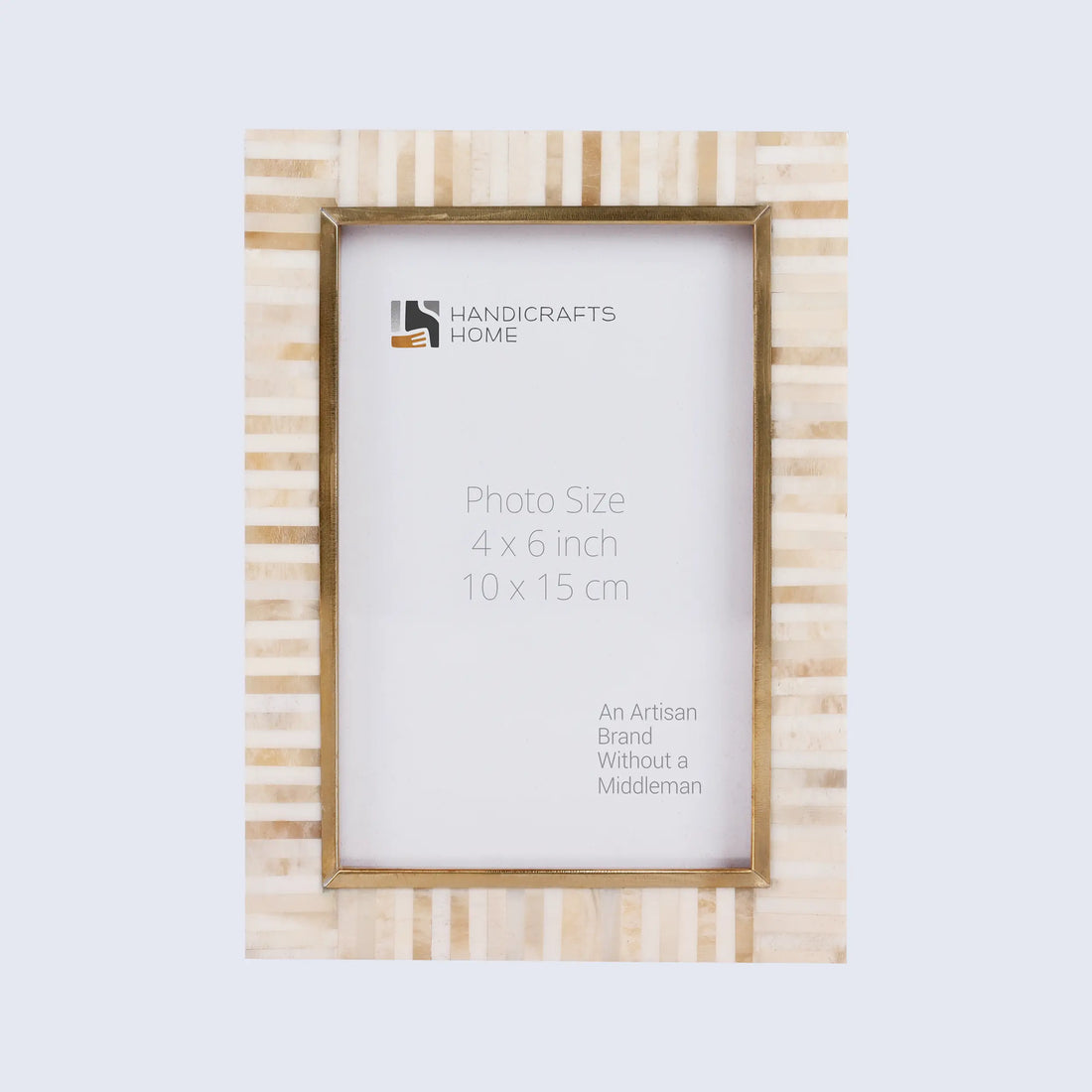 Handmade Bone Inlay and Brass Picture Frame
