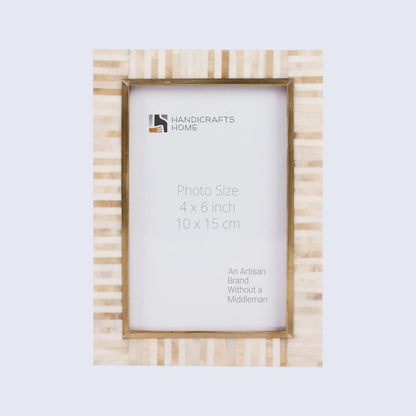 Handmade Bone Inlay and Brass Picture Frame