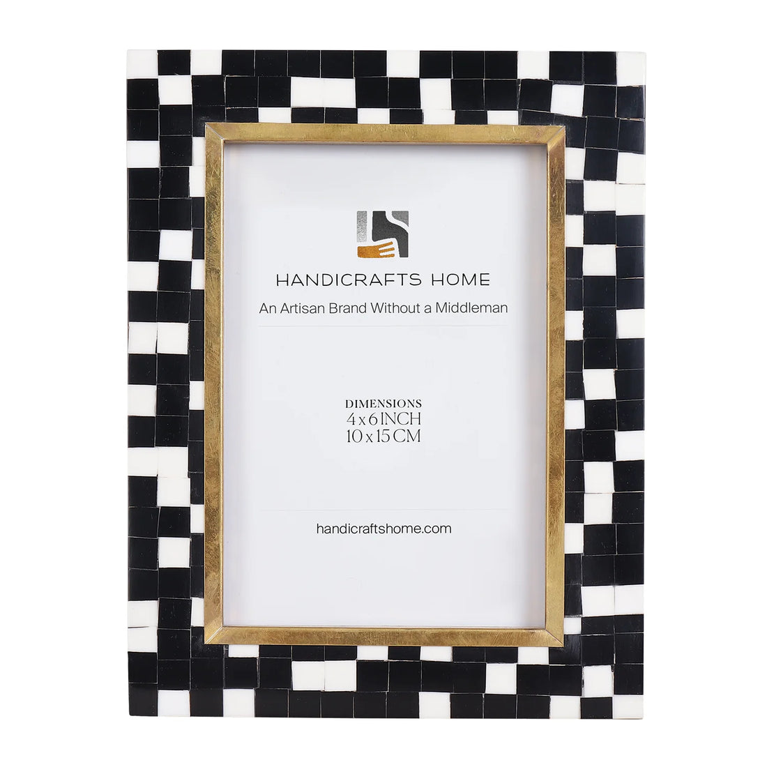 4x6 Picture Frame B&amp;W Handcrafted Resin Inlay | Halo Mosaic