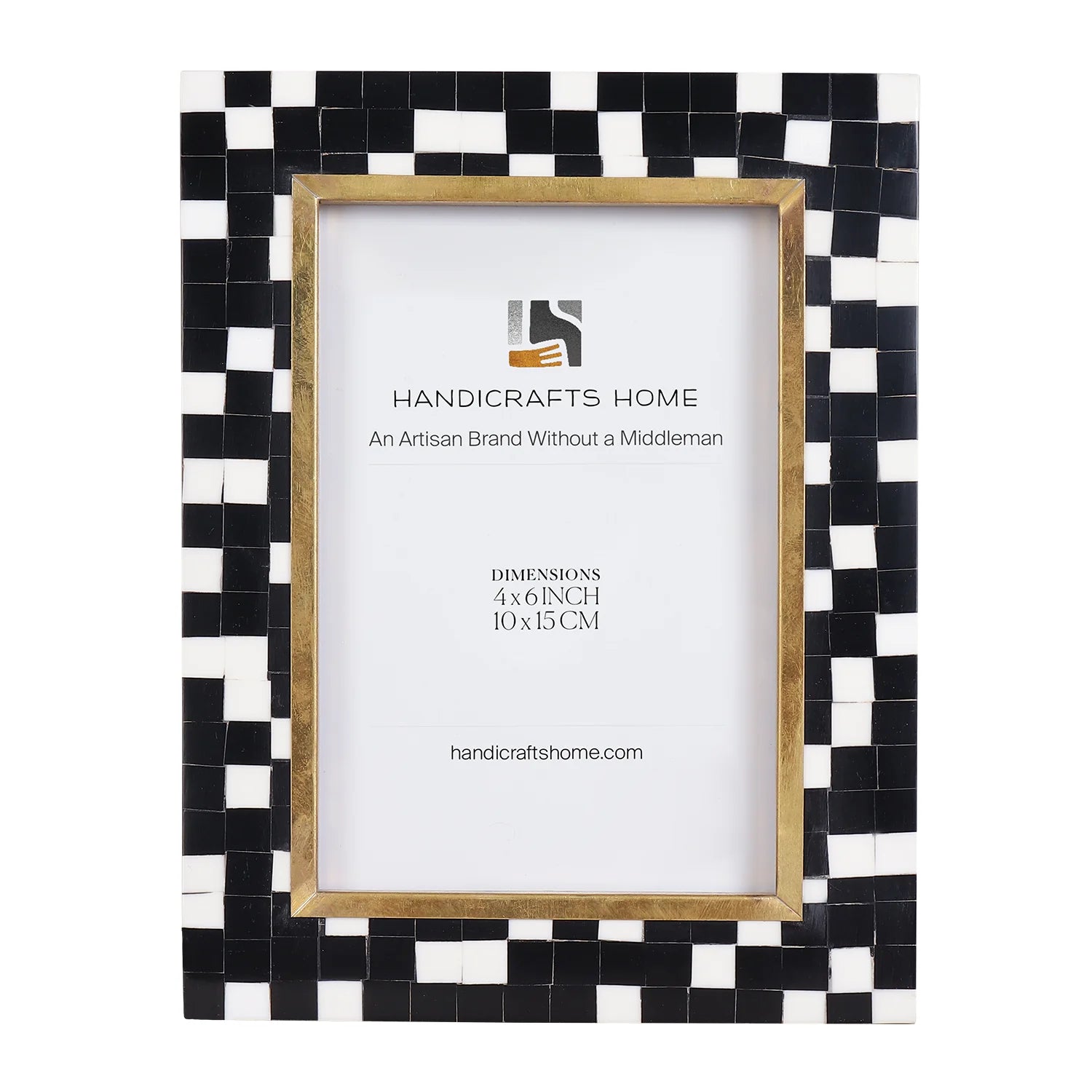 4x6 Picture Frame B&amp;W Handcrafted Resin Inlay | Halo Mosaic