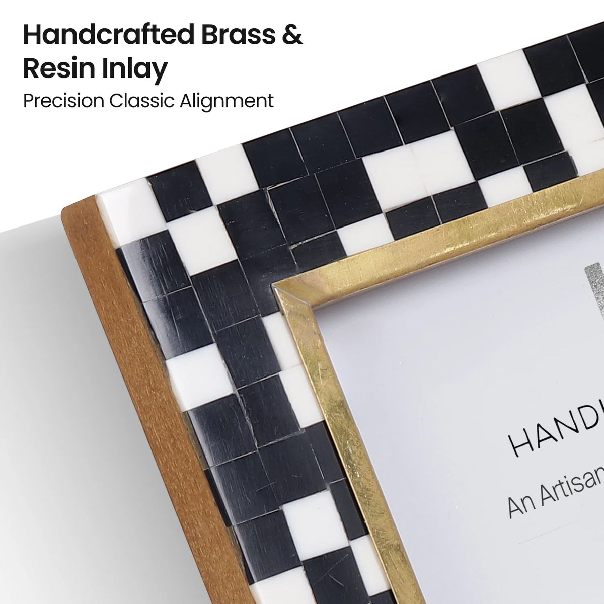 4x6 Picture Frame B&amp;W Handcrafted Resin Inlay | Halo Mosaic