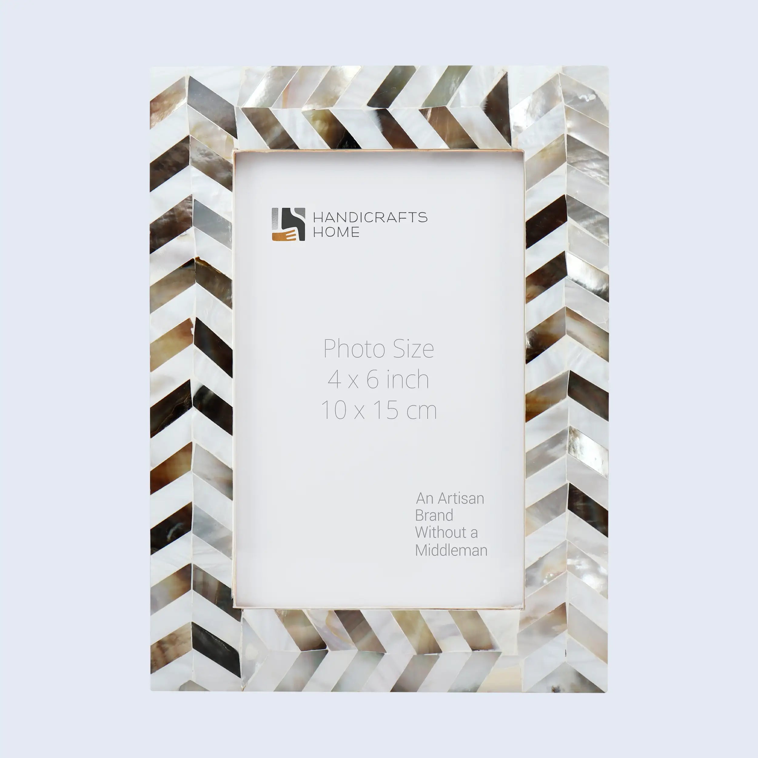 Handmade Mother of Pearl Inlay Picture Frame in Chevron Pattern