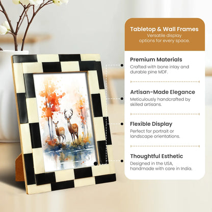 Silhouette Shuffled Collection Bone Inlay Picture Frame - Black &amp; White