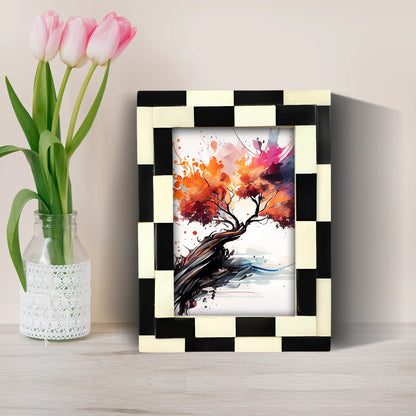 Silhouette Shuffled Collection Bone Inlay Picture Frame - Black &amp; White