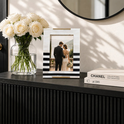 Black Bone &amp; Brass Inlay Picture Frame | West Coast Naples