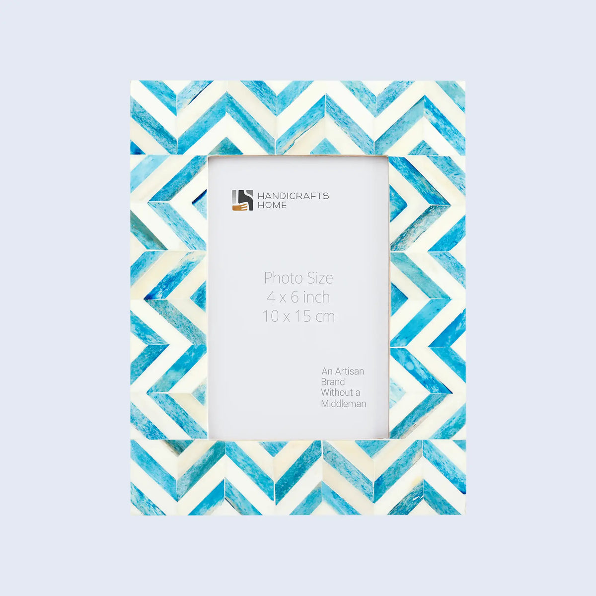 Zigzag Herringbone Bone Inlay Frame - Turquoise &amp; White