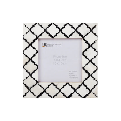 Handmade Moroccan Pattern Bone Inlay Picture Frames - Black/White
