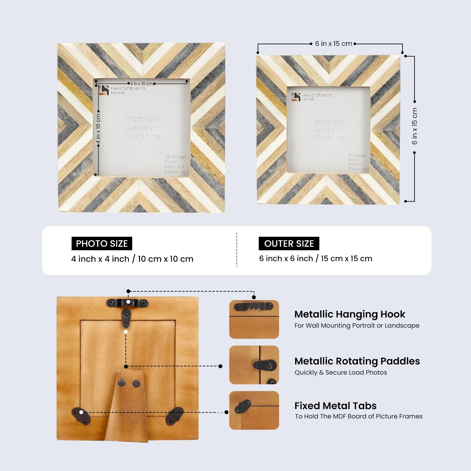 Hypno Daze Pattern Wood &amp; Resin Inlay Handcrafted Picture Frames