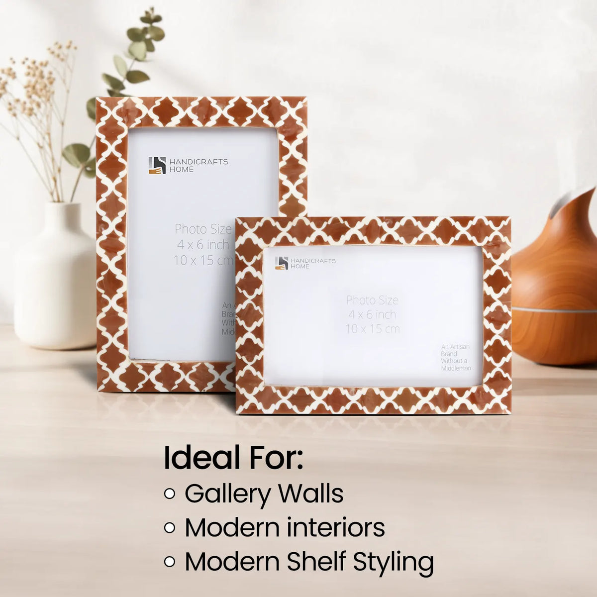 Casablanca Mocha Resin Inlay Picture Frames - Set of 2
