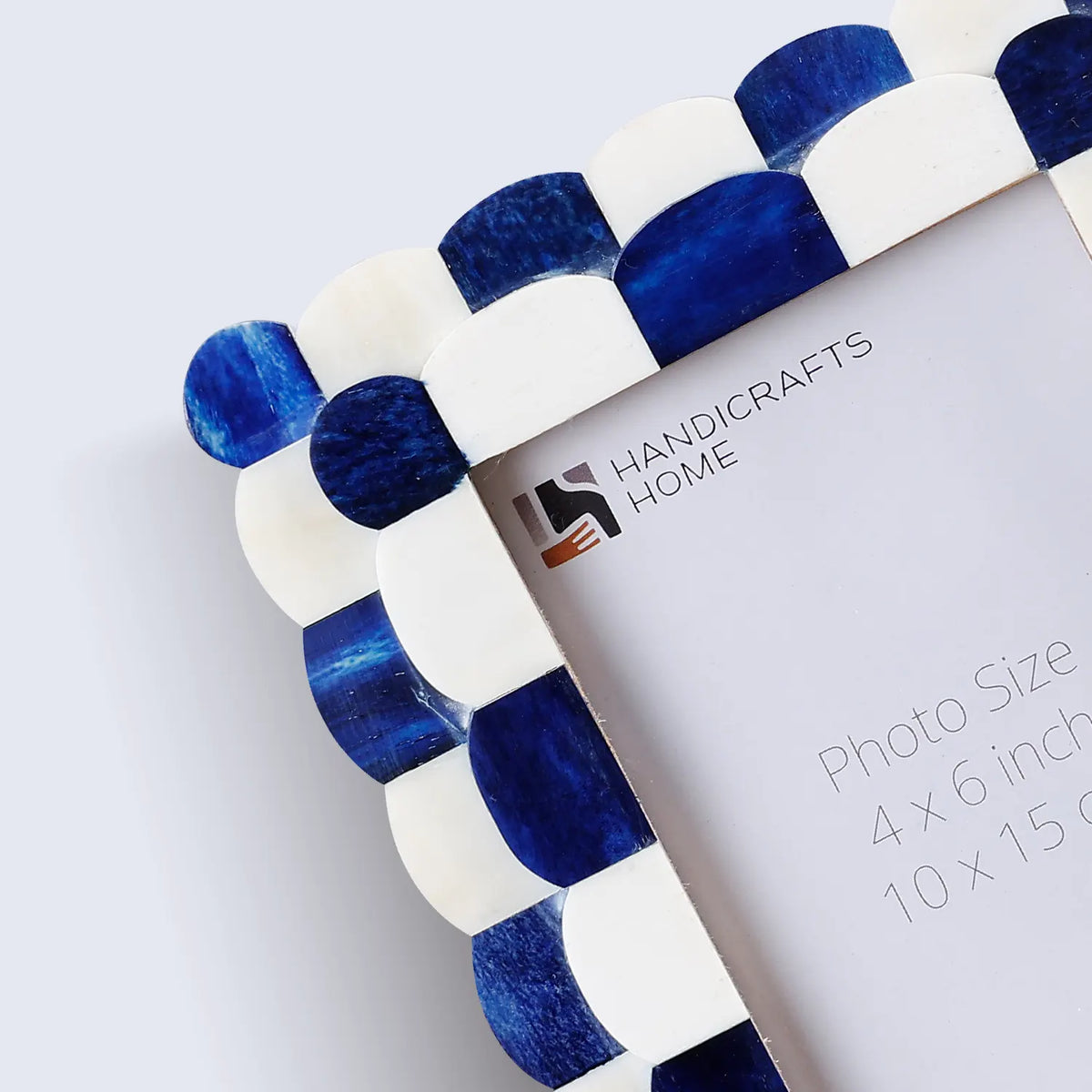 Scalloped Art Bone Inlay Frame - Blue &amp; White