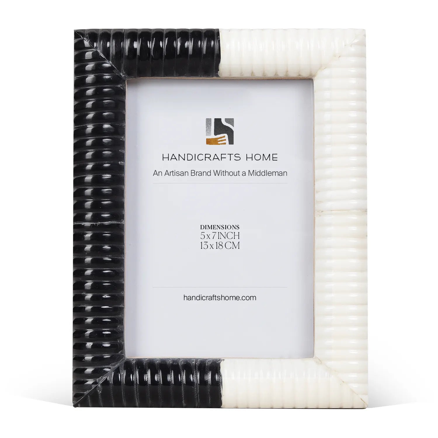 Hand Carved Ridge Picture Frame - Black &amp; White