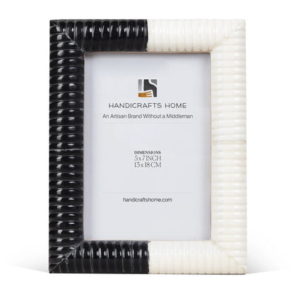 Hand Carved Ridge Picture Frame - Black &amp; White