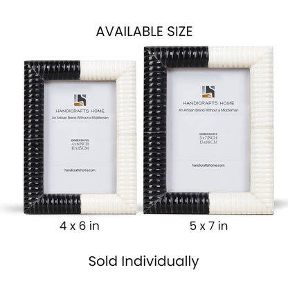 Hand Carved Ridge Picture Frame - Black &amp; White