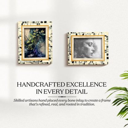 Abstract Ink Art Collection Resin Inlay Frame - Ivory