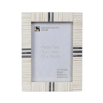 Handmade Bone Inlay Gray and White Frame