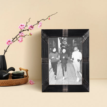 Handcrafted Shagrin Horn Inlay Picture Frame in Black