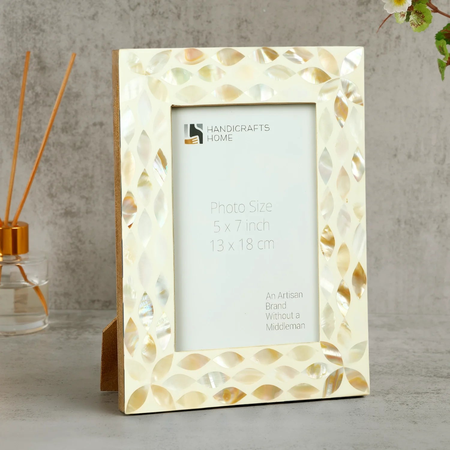 Mother Of Pearl Resin Inlay Floral Design Picture Frame