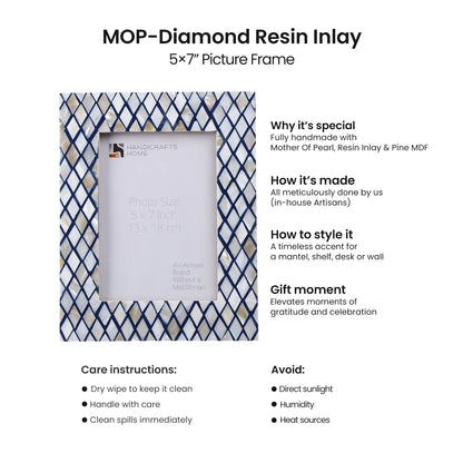 Handmade Mother of Pearl Picture Frames- Diamond