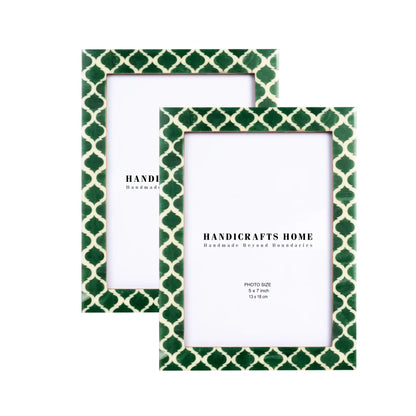 Casablanca Verde Resin Inlay Picture Frames - Set of 2