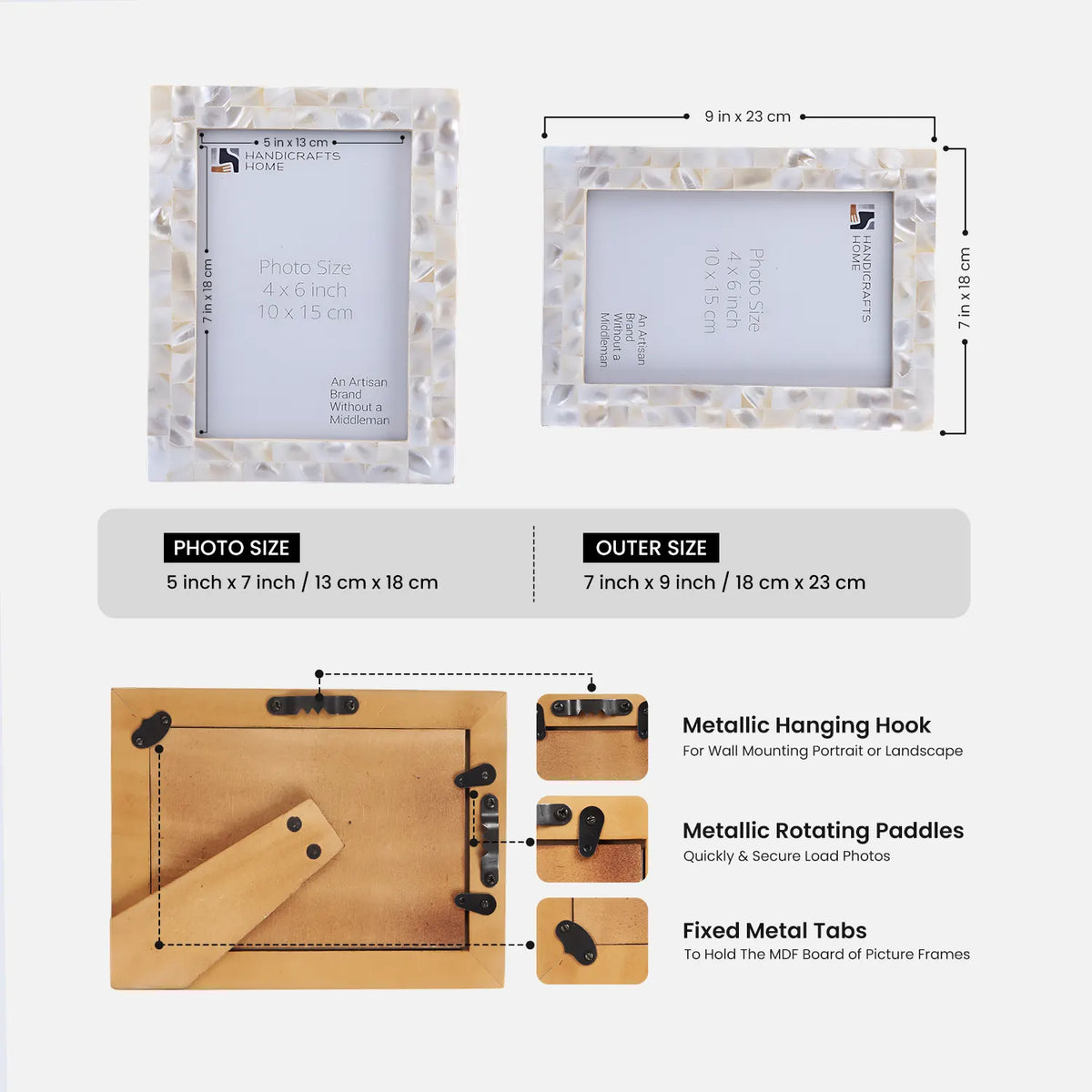Mother of Pearl Inlay Picture Frame - White