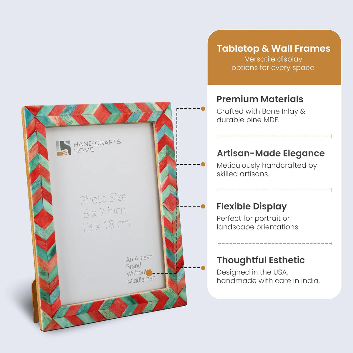 Mosaic Chevron Resin Inlay Frame - Green &amp; Red