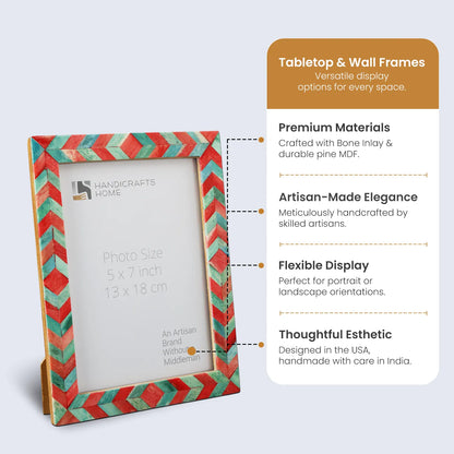 Mosaic Chevron Resin Inlay Frame - Green &amp; Red