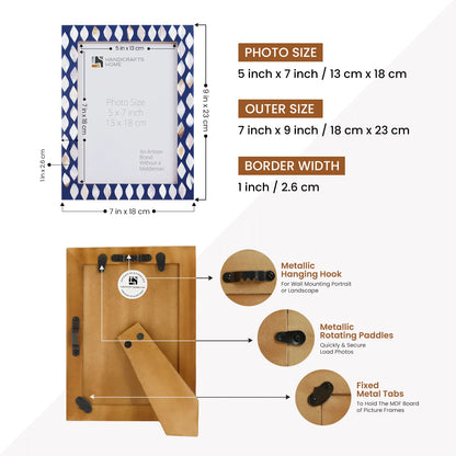 Handcrafted Drops Design Bone Inlay Blue &amp; White Frame - 3 sizes