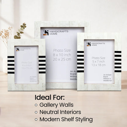 Contour Lado Modern Black &amp; White Resin Inlay Picture Frame