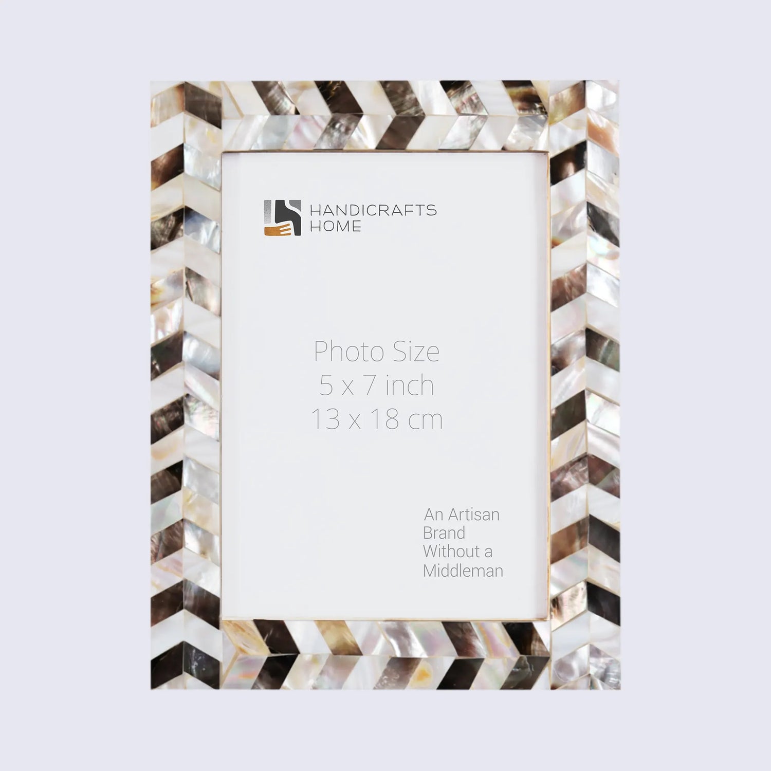 Handmade Mother of Pearl Inlay Picture Frame in Chevron Pattern