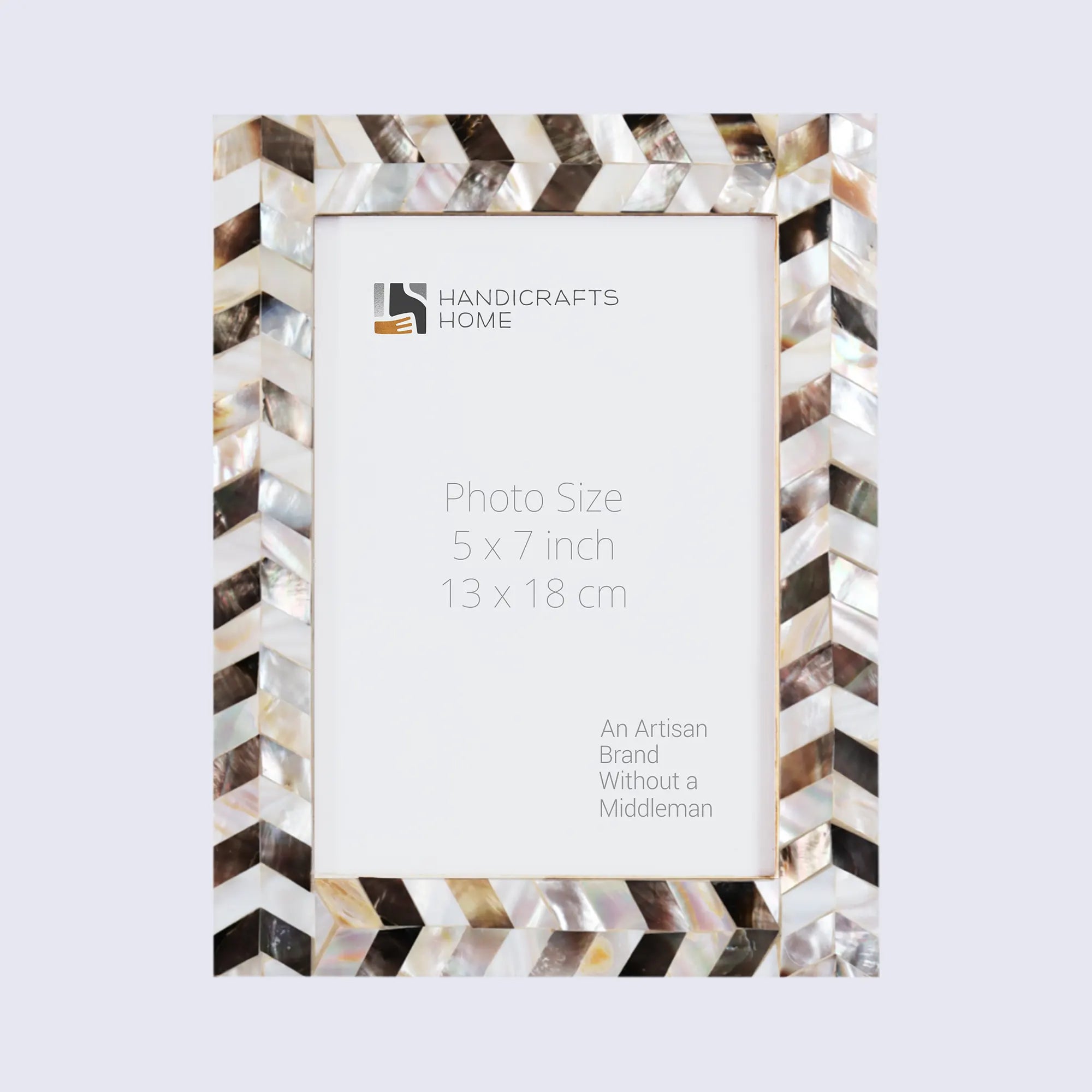 Handmade Mother of Pearl Inlay Picture Frame in Chevron Pattern