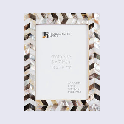 Handmade Mother of Pearl Inlay Picture Frame in Chevron Pattern