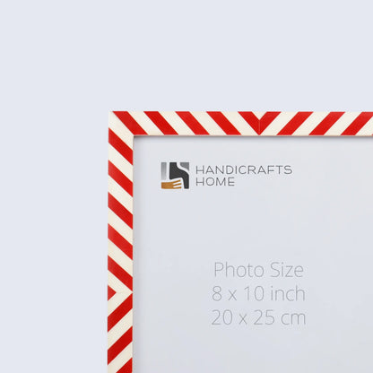 Set of 2 Candy Cane Resin Inlay Frames - Red &amp; White