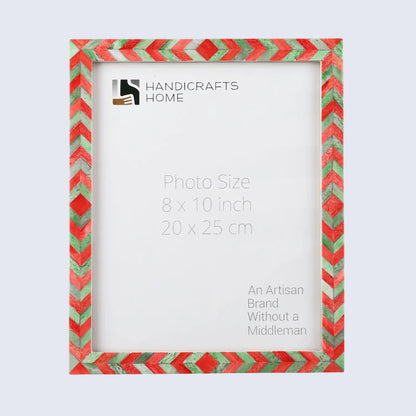 Mosaic Chevron Resin Inlay Frame - Green &amp; Red